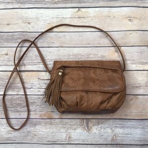 Floral leather crossbody purse